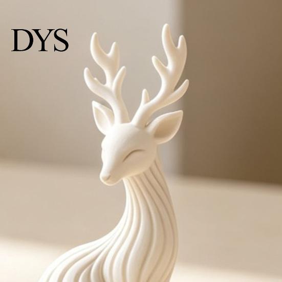 Festive Table Decor for Holiday 3D Printed Reindeer Figurine, Minimalist Sitting Deer Sculpture, Small Animal Figurines Office Christmas Tabletop