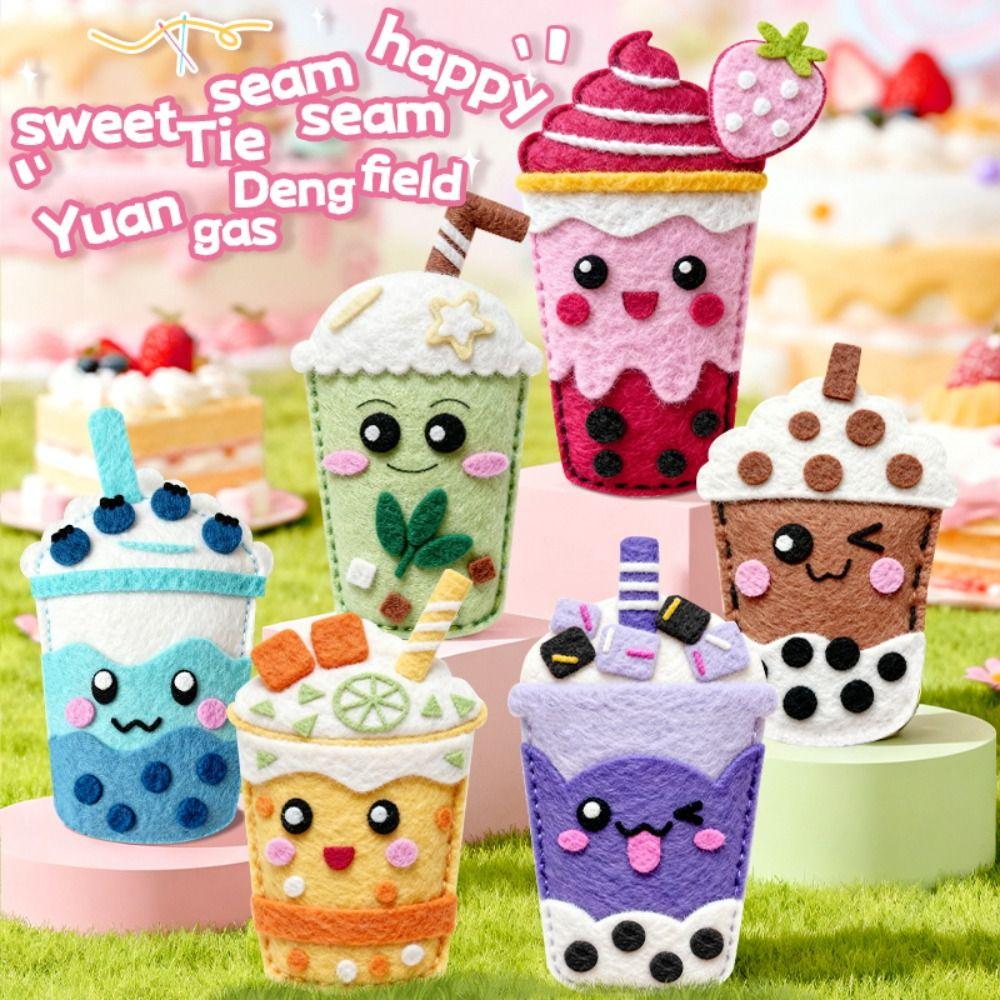 Pre-Punched Pieces Sewing Craft Set Cartoon Pattern Felt Ornament Kit  Kids Sewing Kit
