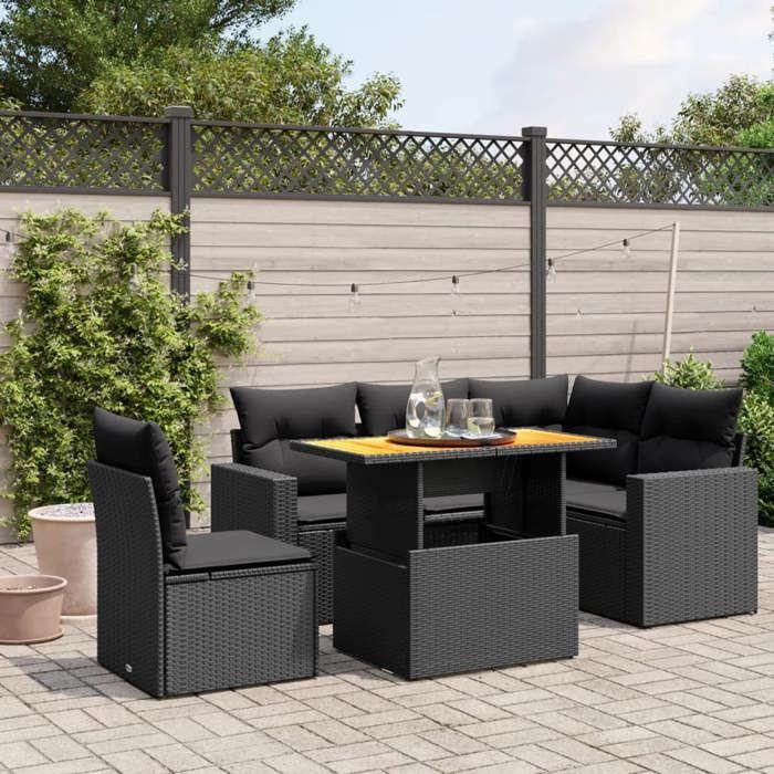 VidaXL Garden Lounge Set with Cushions 6 Pcs, Patio Sofas, Patio Furniture Set, Outdoor Furniture, Black 3271314