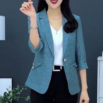 New Spring Summer Thin Casual Business Simple Clean Solid Splicing Pocket Slim Temperament Fashion Blazer