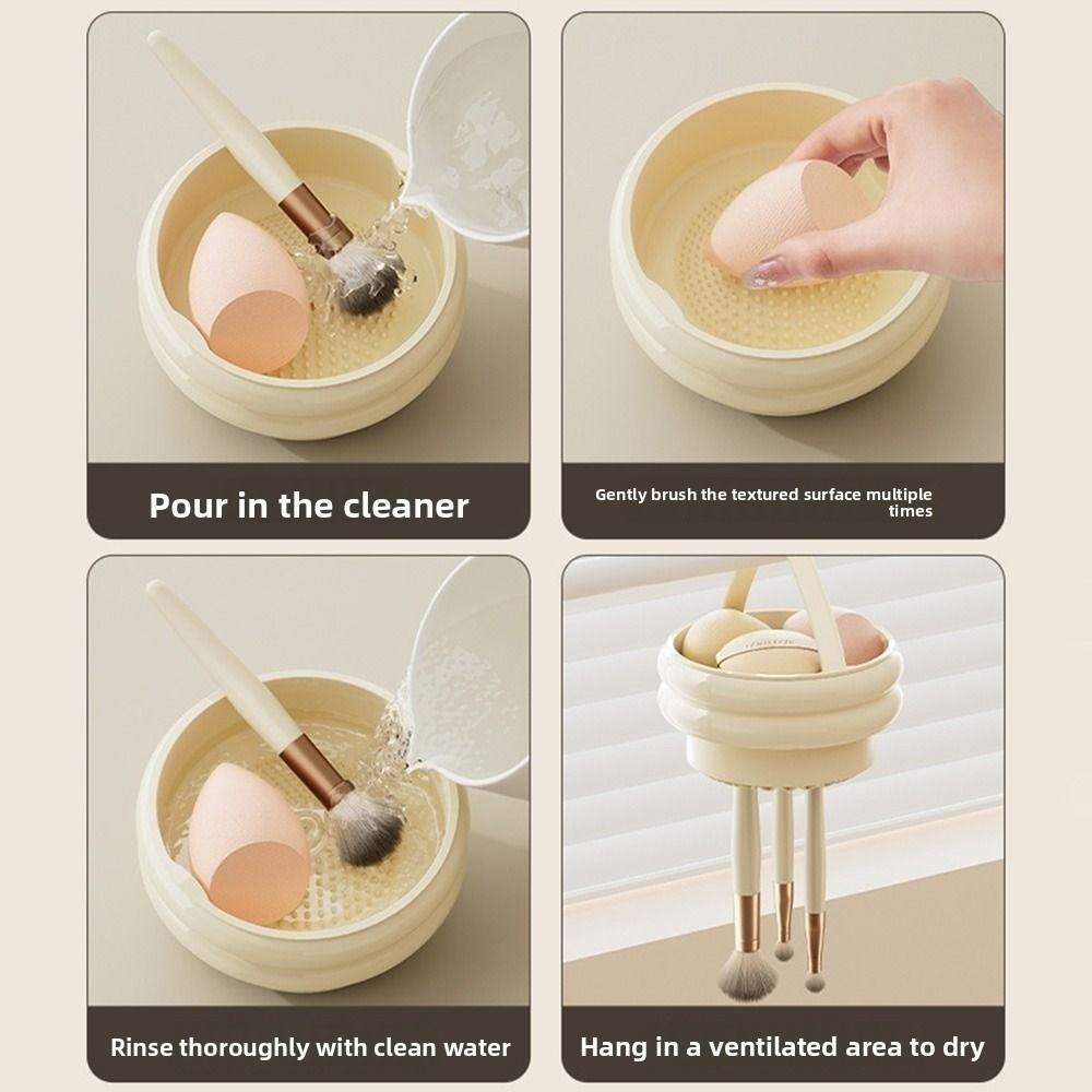 Dustproof Makeup Brush Cleaner Bowl 2-in-1 Cosmetic Brush Hang Drying Holder  Pen Holder