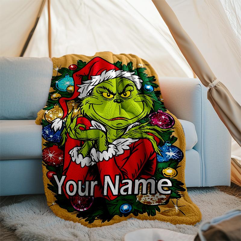 Customizable Crunch Christmas Throw Blanket – Personalized Name, All-Season Cozy Snug Blanket, Machine Washable, Personalized Blanket
