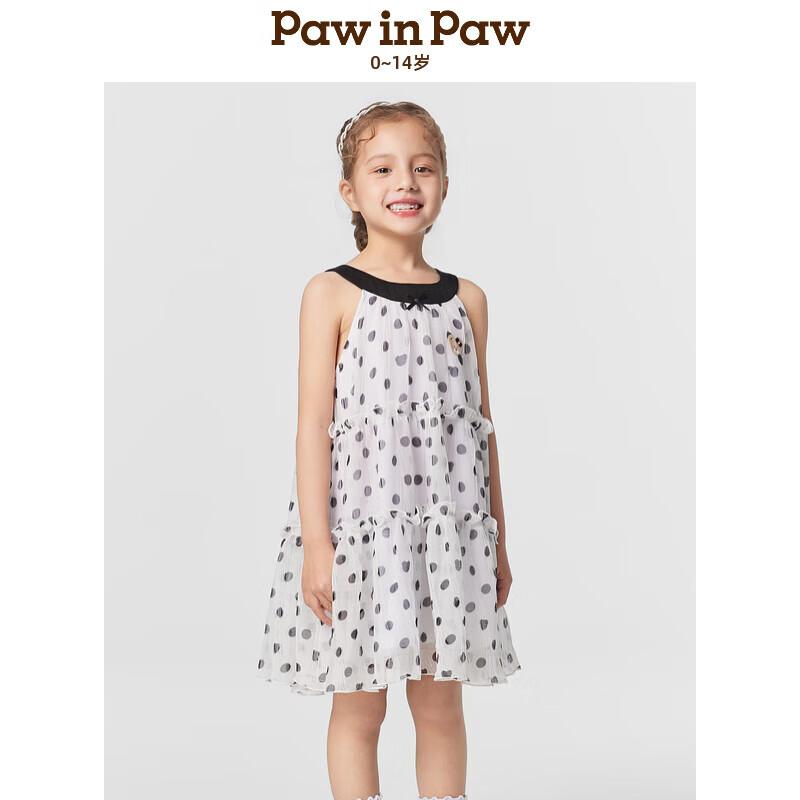 

PawinPaw 2025 S/S Girls Cartoon Bear Polka Dot Ruffle Dress 150