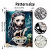 Halloween pearl painting art full pearl gothic girl eating pasta skull handmade diy home decorations