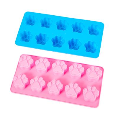10 Cells Dog Cat Paw Silicone Cake Molds For Biscuit Jelly Baking Pan Ice Tray