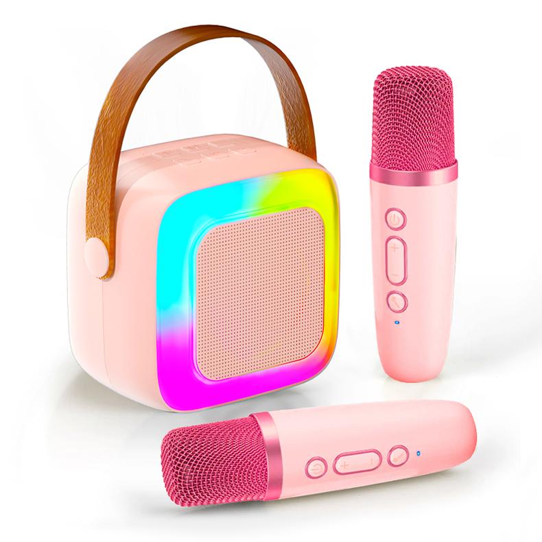 New Home Karaoke Machine Portable Bluetooth 5.3 PA Powerful Bass Speaker System with 2 Wireless Microphones Home Family Singing