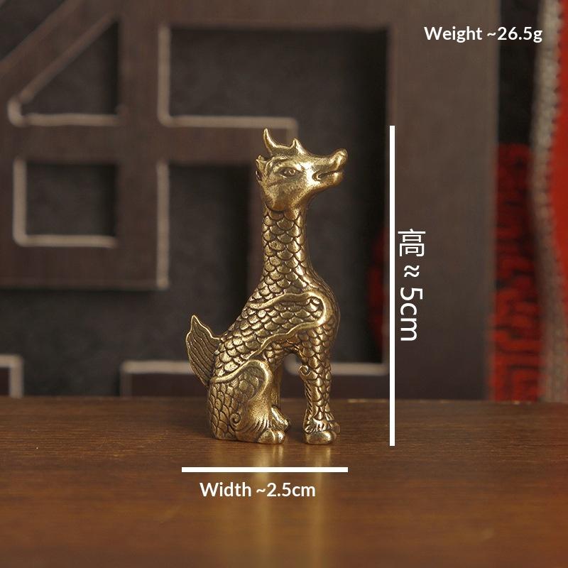 Brass Small Statue Desktop Ornament Chinese Mythical Beast Figurines Retro Home Feng Shui Decorations Crafts
