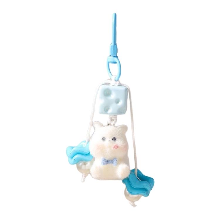 

Pleasant Pet Lover Gift Soft Kitty Key Holder Fashion Bag Accessory Cartoon Bag Pendant For Backpack Purse and Handbag синій