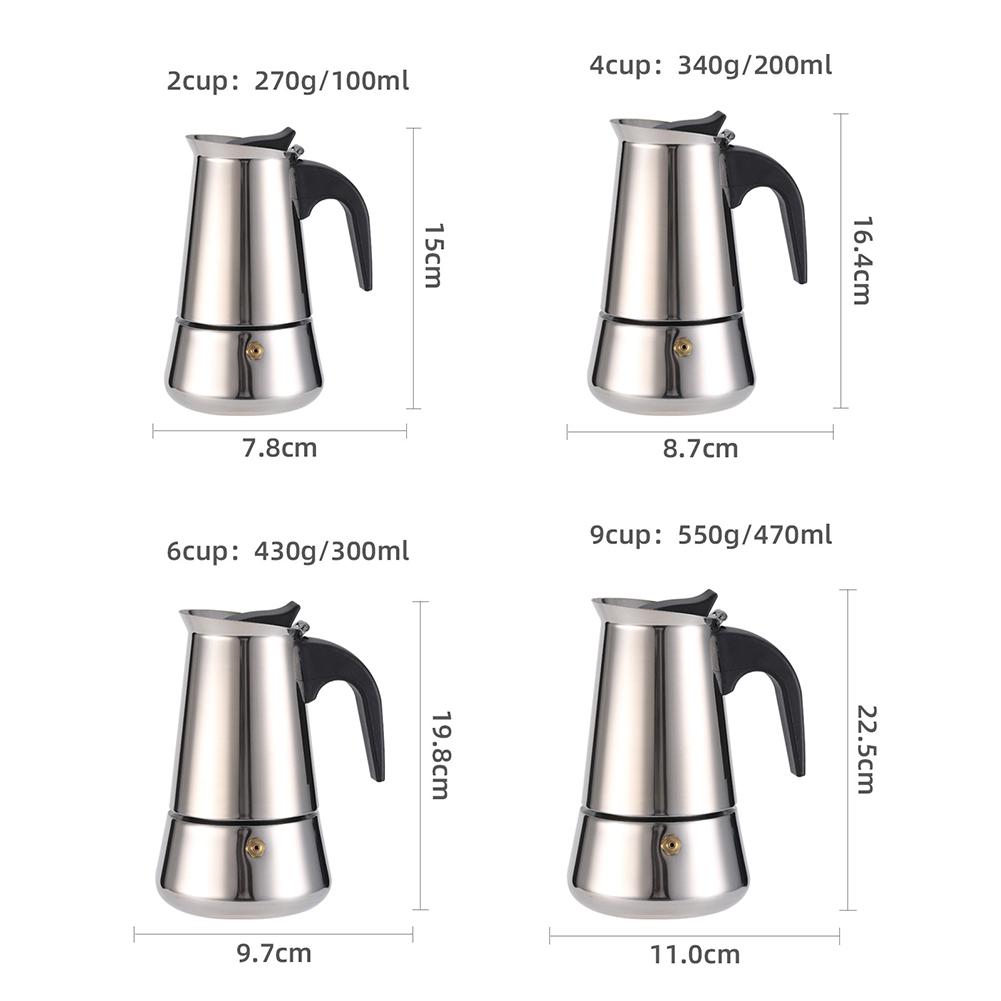 Octagonal Moka Pot Aluminum/Stainless Steel Stovetop Espressos Maker Multi-Purpose Coffee Pots for Outdoor Home Kitchen Office