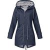 Women Solid Rain Jacket Outdoor Plus Waterproof Hooded Raincoat Windproof