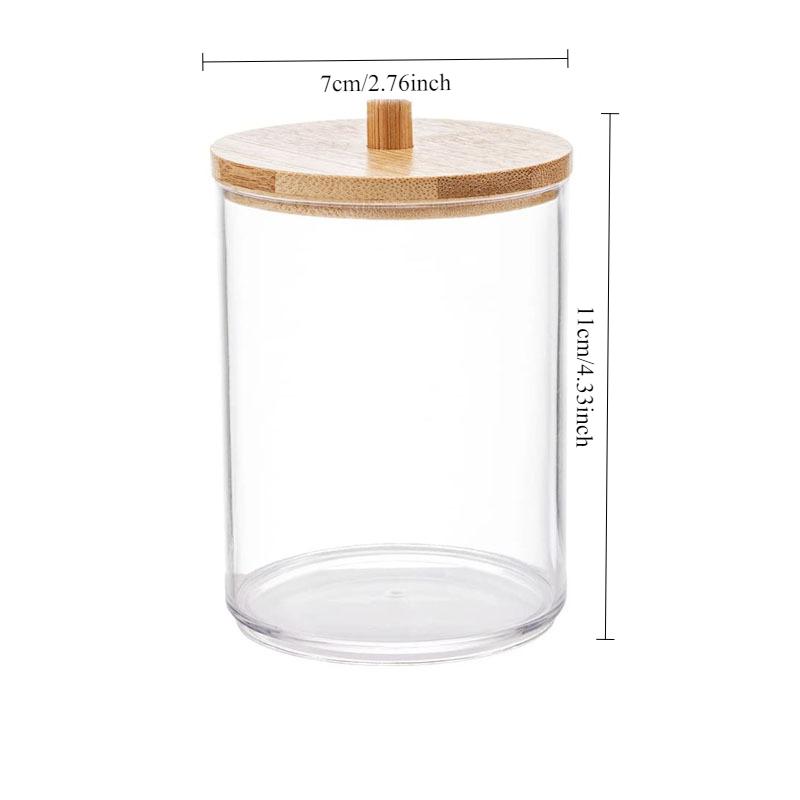 Circular Cotton Swab Box With Transparent Plastic Bamboo Cover And Dust-Proof Makeup Remover Cotton, Simple Jewelry Storage