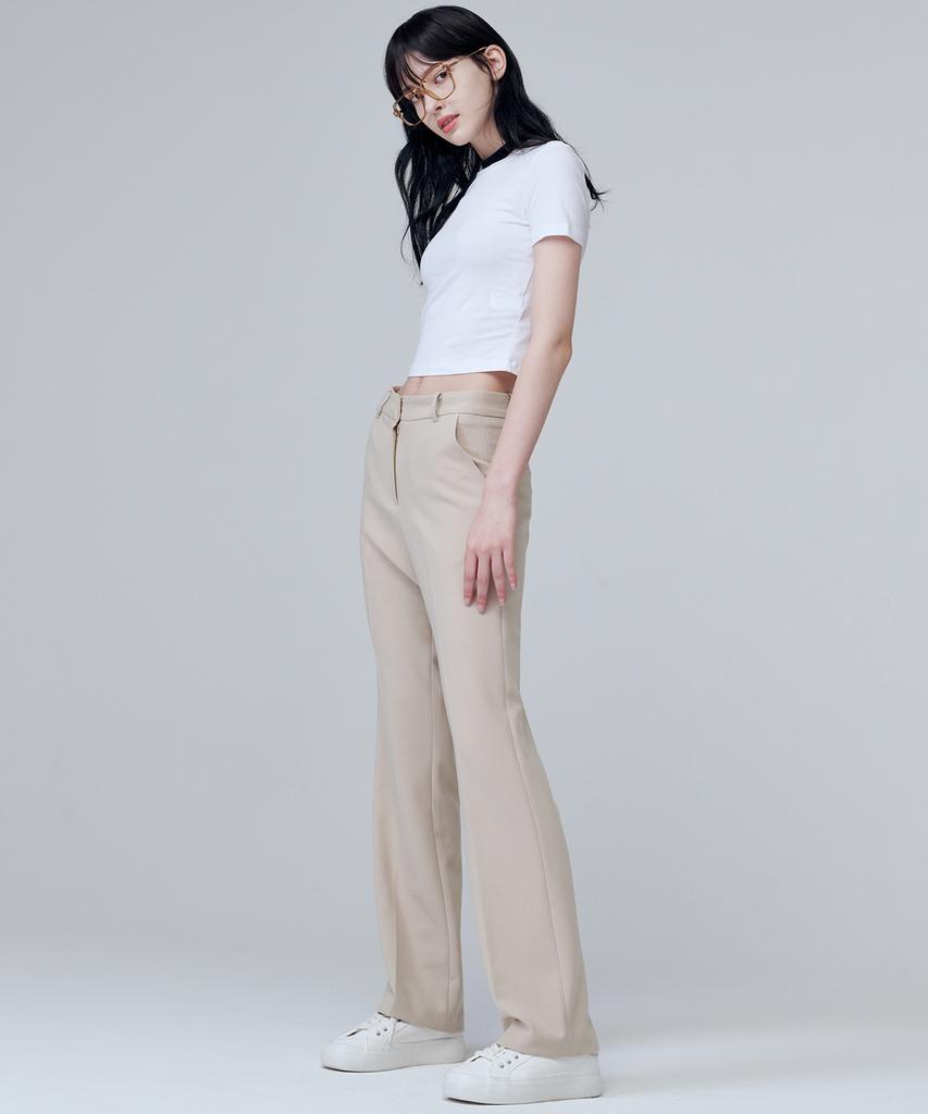 MALOUPE 2140 Stretch Slim Bootcut Pants (Beige)