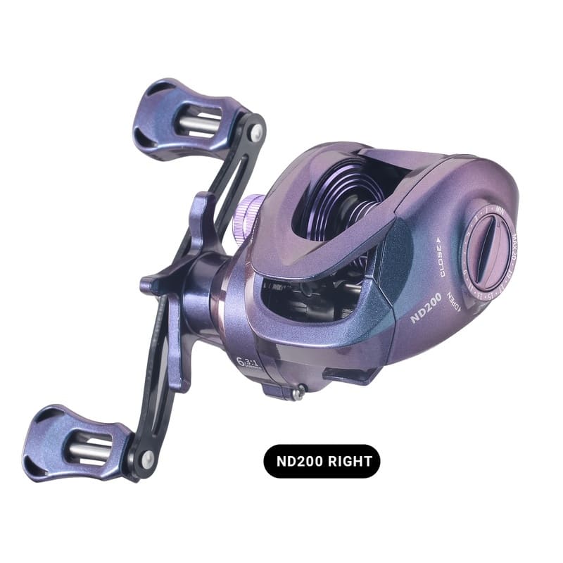 

Мультипликаторная катушка 6.3:1 Высокое передаточное число Двуручное использование Легкий и портативный Подходит для пресной и соленой воды Идеальный подарок на день рождения и Новый год Right фиолетовый