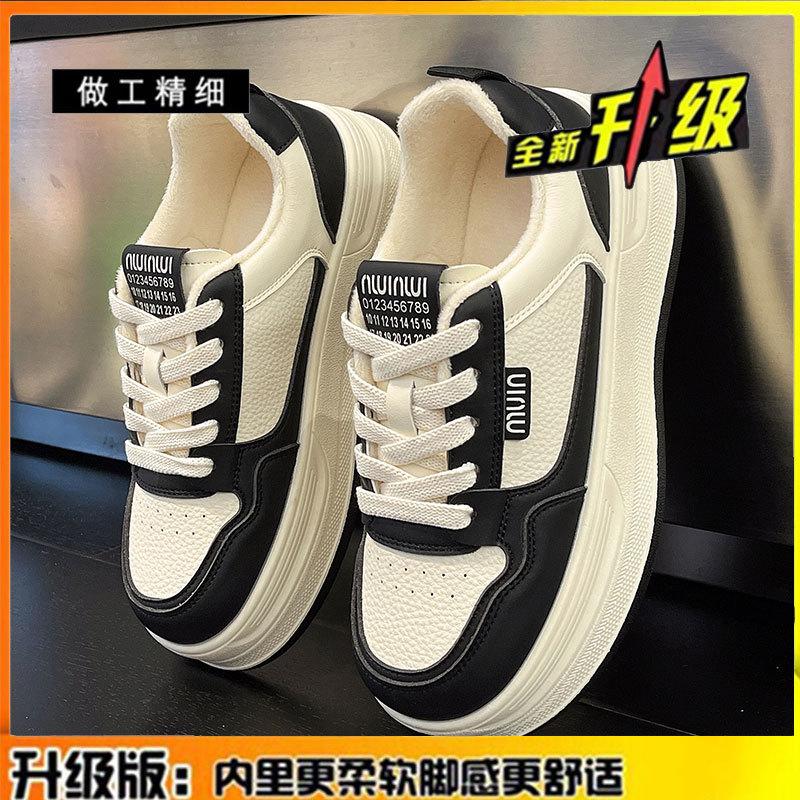 

Кожаные маленькие белые туфли женские кеды осень и зима новые бархатные теплые хлопковые туфли мягкая подошва универсальная спортивная и повседневная обувь 40