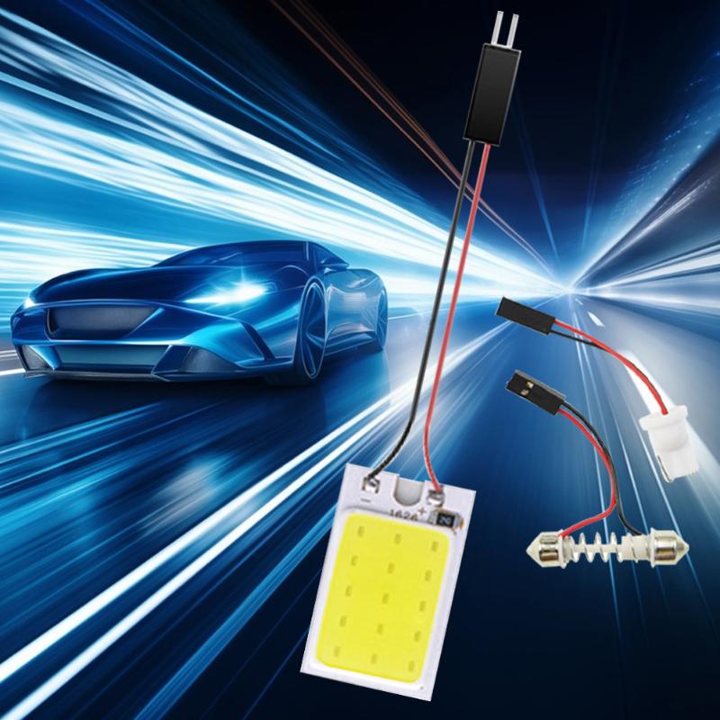 Car Interior Led Panel Light Kit Super Bright Cob Universal Adapters For Auto Dome Trunk Lighting Replacement