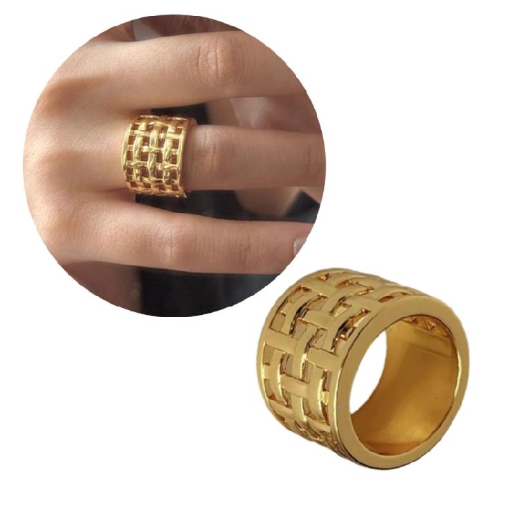 Anello a Nido d'Ape Superfici Interne Lucidate Design Confortevole Fedina Gioiello Trendy Unisex Per Uso Quotidiano