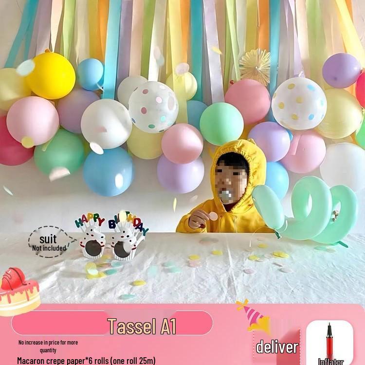 Colorful Balloons, Streamers & Silk Ribbons Set for Birthday Decorations - Ideal for Kindergarten Parties on June 1st