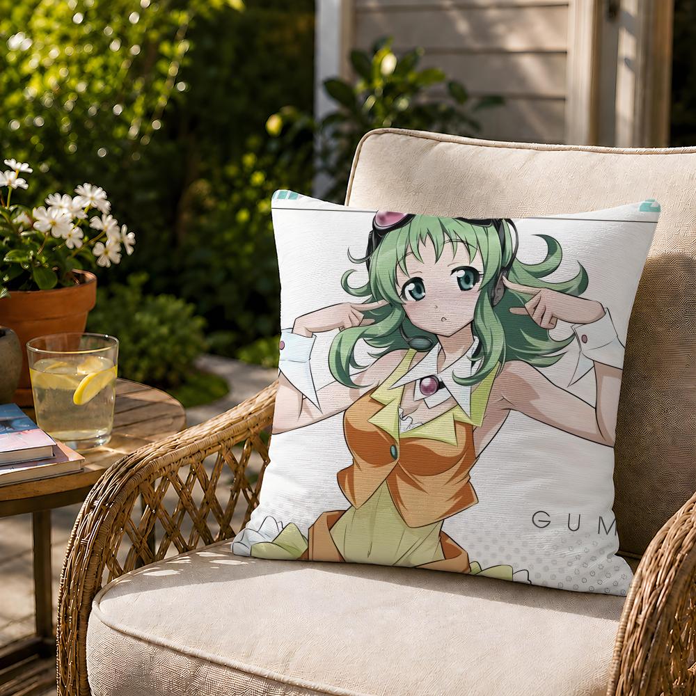 Vocaloid Gumi Megpoid Echo Cushion Cover Decorative Pillowcase Soft Short Plush Cozy Durable Sofa Home Decor Items Gift