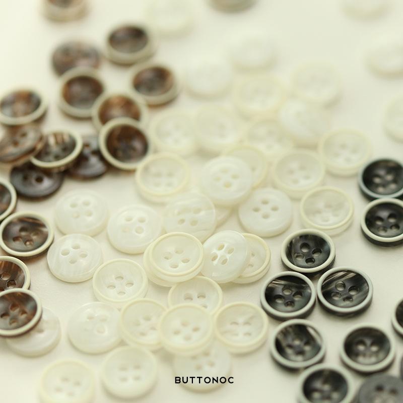 10pcs Bowl White Edge Resin Four-Eye Button Black Coffee Shirt Button Sweater Knitted Cardigan Sleeve Collar Button