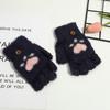 Fingerless Cat Paw Gloves Warm Fleece Touch Screen Gloves New Flip Knit Mittens  Women Girls