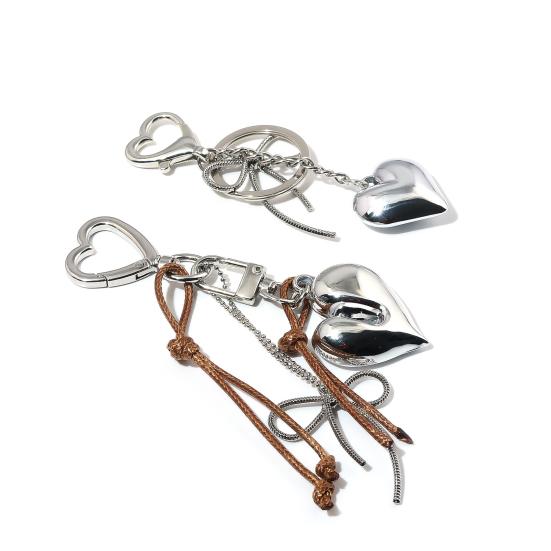 Heart Shape Bow Tie Keychain Pendant Lightweight Bag Charm Suitcase Backpack Wallet Keyring Fashion Accessory