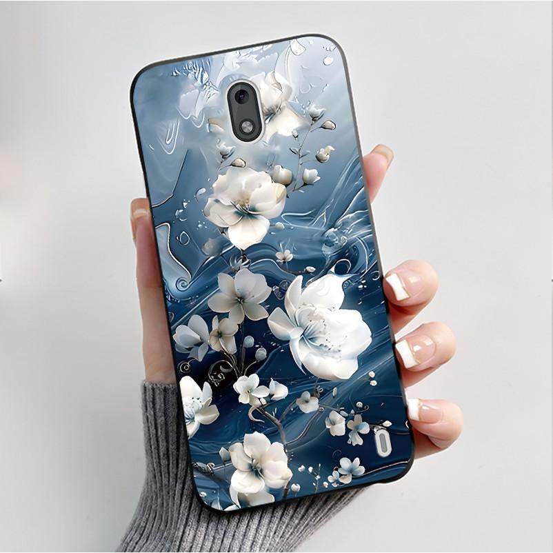 Printing Pattern Case For Nokia 2 / Nokia 2.2 / Nokia 2.1 Fundas Soft Silicone Black Shell Cover Cute Flower Cartoon Casing Capa