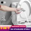 Stainless Steel Bathroom Bidet Spray Brass Tap 2 Functions Toilet Bidet Rinse Set and 2m PVC Hose 3 In 1
