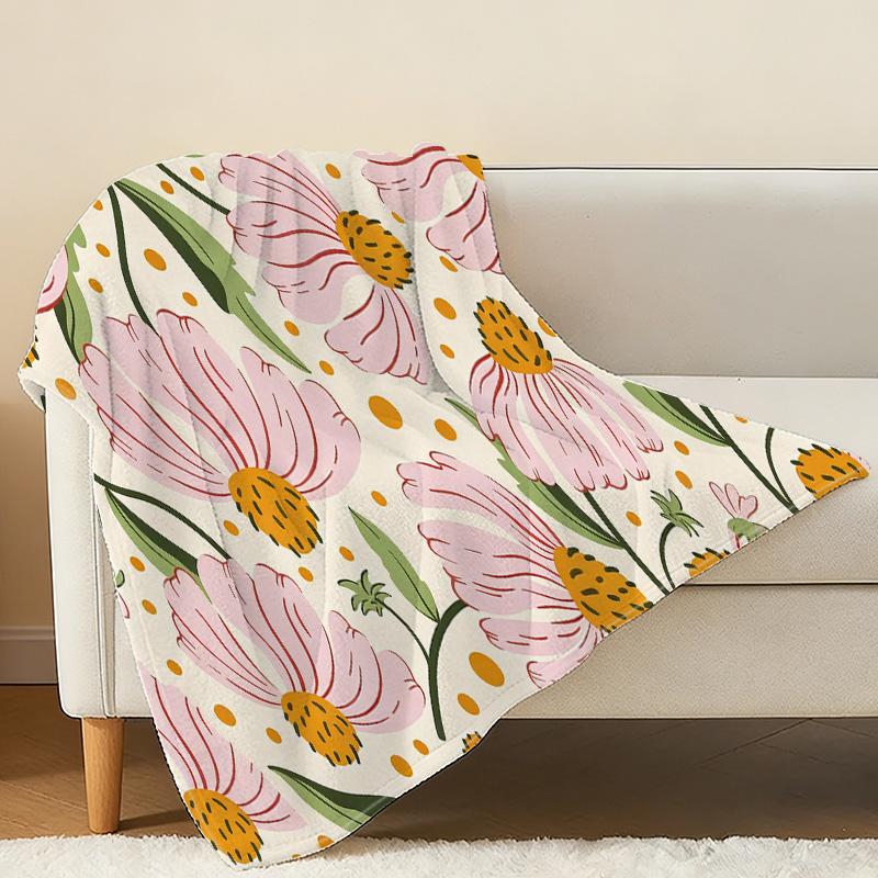 Soft Floral Flannel Blanket - Anti-Pilling, Postpartum Warm, Cozy Bedroom Decor, Ideal for Home, Christmas & Halloween