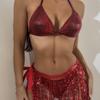 Women Sexy Triangle Split Bikini Suit Set Tie Side G-String Thong Swimsuit One Shoulder Elastic