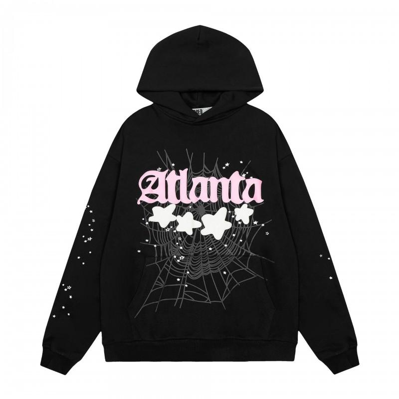 Felpa Sp5der FW23 Unisex Streetwear Pullover Felpa Con Stampa Ragnatela Vestibilità Larga Misto Cotone