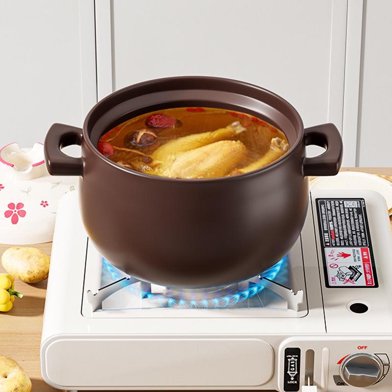 Durable Ceramic Clay Pot for Gas Stoves - Perfect for Rice & Soups, High Heat Resistant, Not Easy To Crack.
