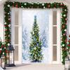 Colorful Christmas Door Casing Stretchy Fabric Curtain 200x90cm Festive Hanging Cloth Sticker For Holiday Season Home Decoration