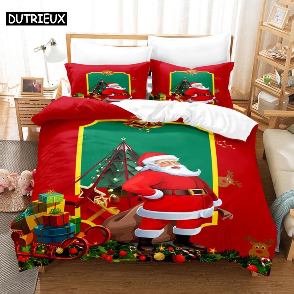 3D Christmas Quilt Cover Bedding Set Duvet Comforter Pillow Case Bed Linens Twin Queen King Double Full Single 3PCS 2PCS Bedroom