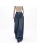 Amerykańskie jeansy vintage z wysokim stanem i oversize dla kobiet, luźne, luźne, Y2K, szerokie nogawki, modne, streetwear, niebieskie, dżinsowe spodnie