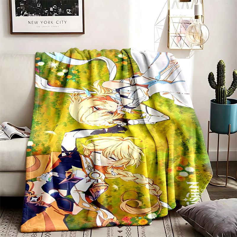 Genshin Impact Theme Blanket Suitable For The Sofa Camping And Travel Made Of Soft Flannel Material An Ideal Gift For Occasions Such As Birthday