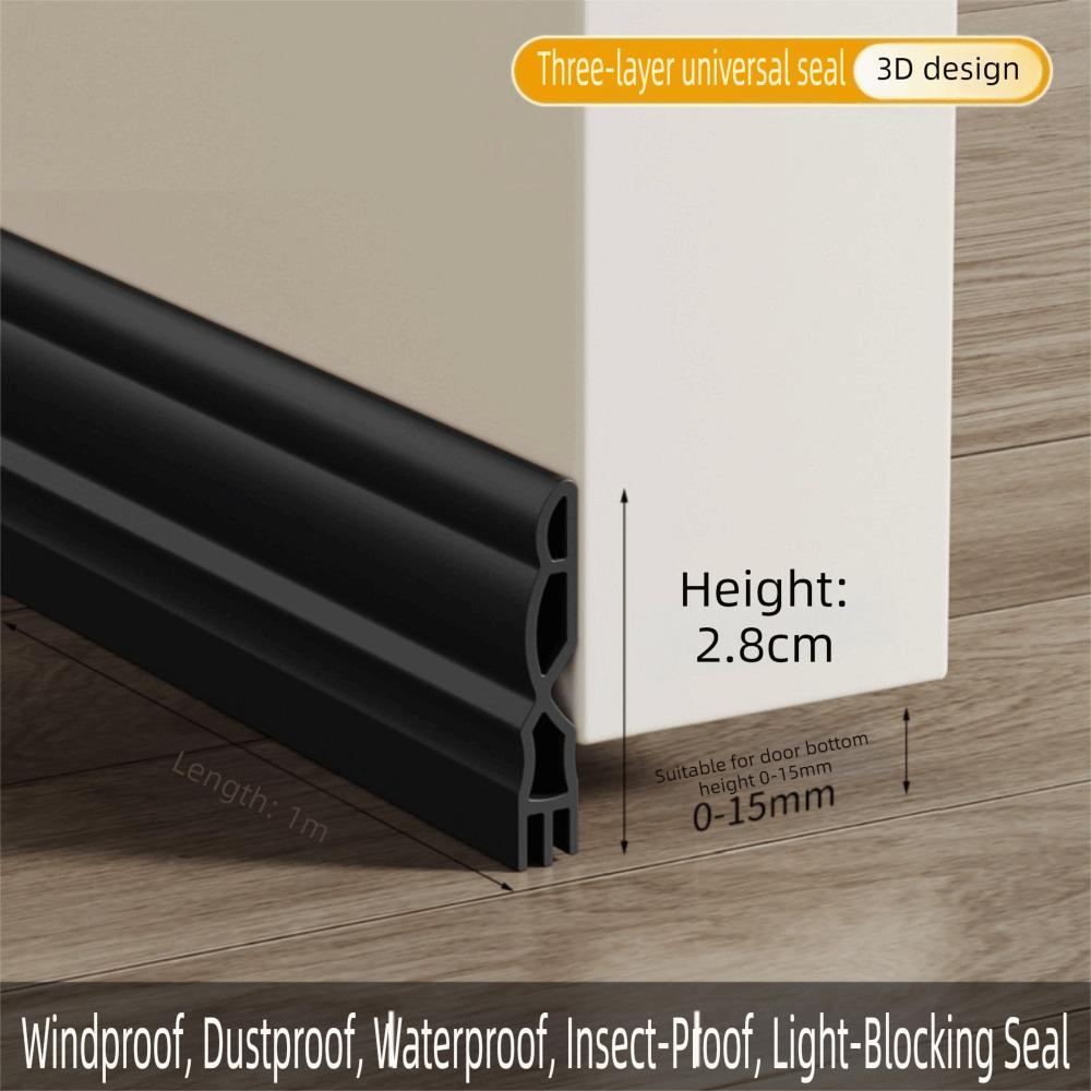 1M Door Bottom Sealing Strip Flexible Dustproof Under Door Draft Stopper Sealing Strip Sound Insulation Weatherstrip Draft Guard