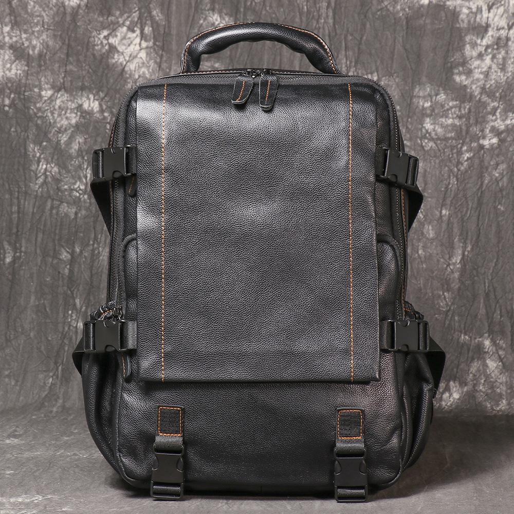 Men S Leather Travel Backpack Women S Leather Computer Bag Large Capacity School Bag Original Backpack чёрный