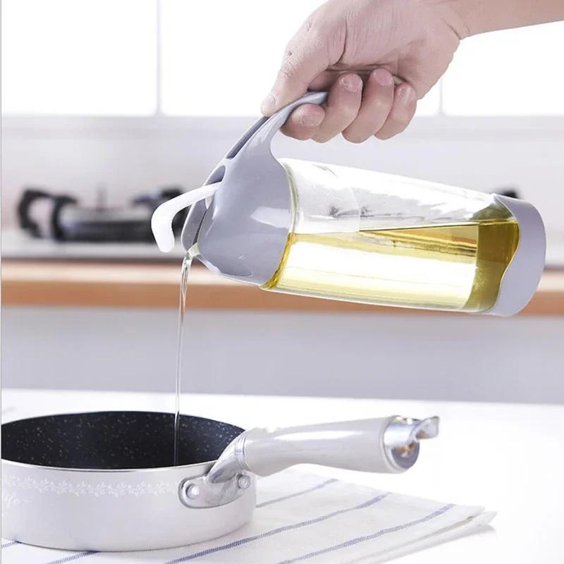 

600ml Glass Olive Oil Dispenser Bottle, Leakproof Glass Oil Pot, Quality Vinegar Can, Soy Sauce Bottle, Kitchen Oil Cruet