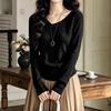 ZOSOUL Women's V-Neck Solid Knit Top