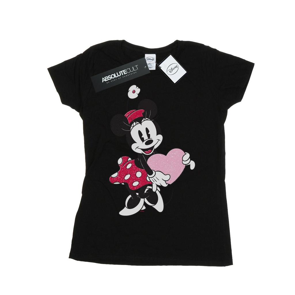 Disney Womens/Ladies Minnie Mouse Love Heart Cotton T-Shirt