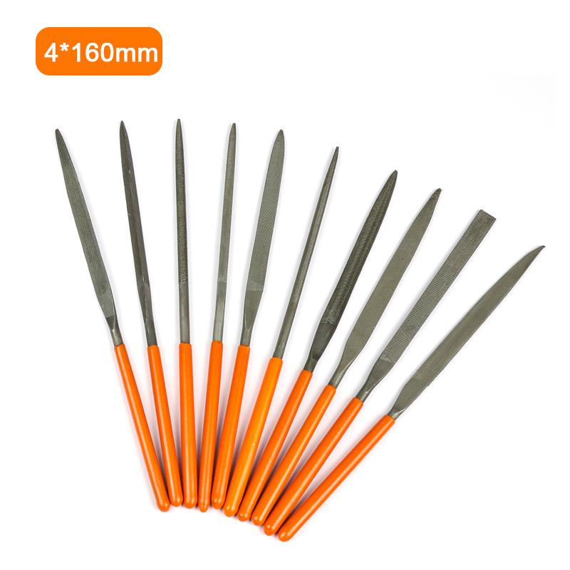 NINDEJIN 10pcs/set Needle File Set Steel 4*160mm 5*180mm File Set for Metal Wood Glass Stone