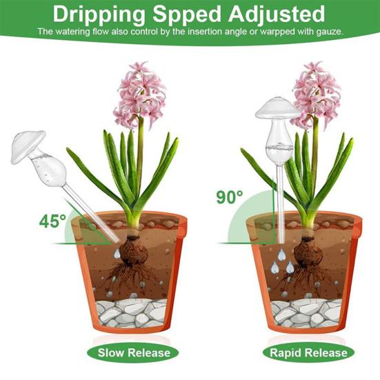 Self Watering Globes Clear Mushroom Plant Watering Bulbs Planter Insert Automatic Watering Devices for Indoor Outdoor Potted Plants