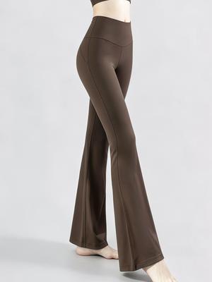 Damen High Waist Hüfthebende Weiter Beinte Yoga Hose - Nude Feel, Hautfreundlich, Leichte Schlagform für Training, Laufen und Fitness.
