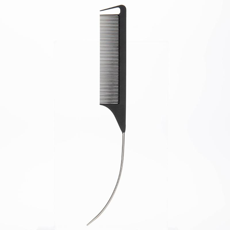 Professional Hair Parting Combs Carbon Fiber Pin Tail Combs With Metal Pin For Salon Styling Hairdressing Comb