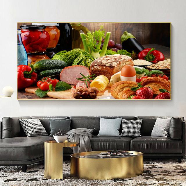 Vegetable Bread Fruit Kitchen Canvas Painting Posters and Prints Wall Art Pictures Cuadros Restaurant Home Decor No Frame