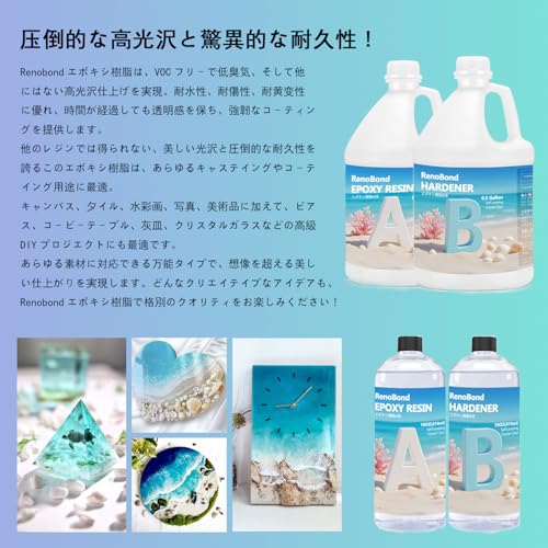 Renobond Epoxy Resin, Two-Part Resin, Large Capacity 948ml/32oz (Part A + Part B), Hypoallergenic, Highly Transparent, High Hardness, Non-Yellowing, S