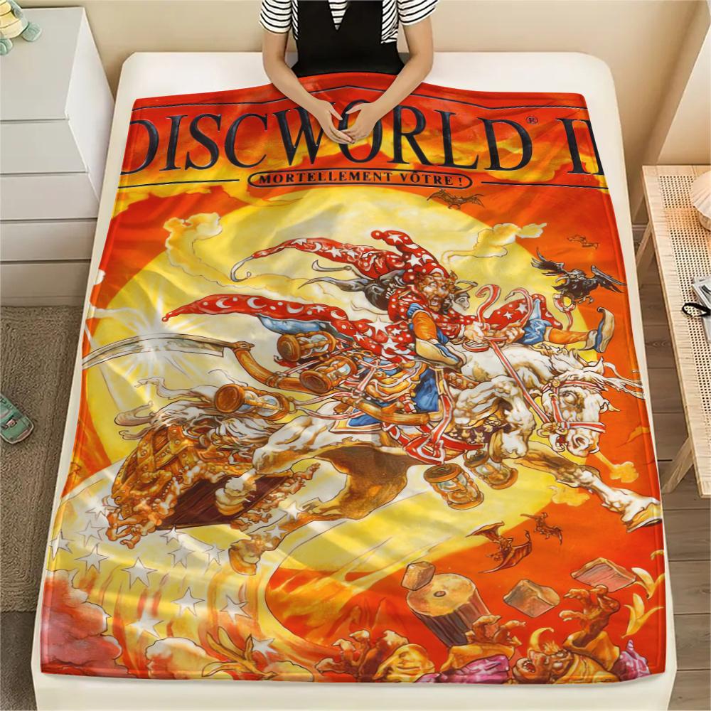 

1Pc Discworld Fantasy Print Flannel Blanket, High quality Comfortable for All Seasons, Home Decor, Warmth and Comfort, Perfect for Christmas Gifts 36 150cm x 200cm