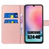 Coque de protection pour samsung galaxy a24 - booling - effet cuir elégant - rose - 2 verres trempés