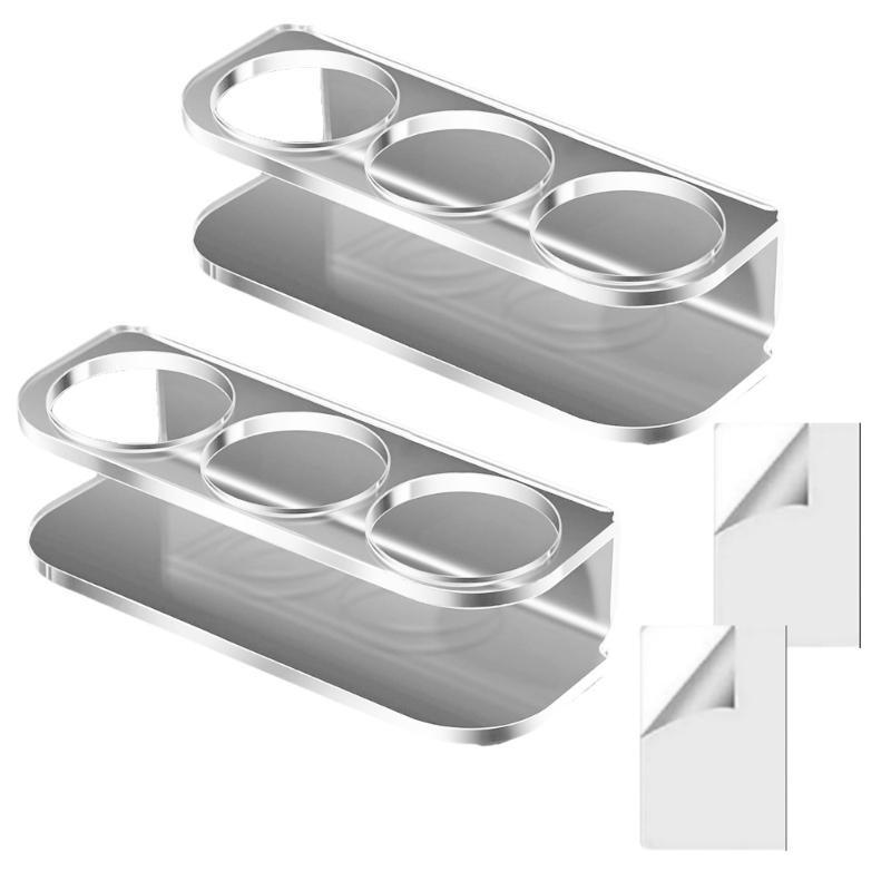 

2 Piece Transparency Bathroom Desktop Storage Rack for Small Bottles Acrylic 3 Slot Cosmetic Perfumes Display Stand 1