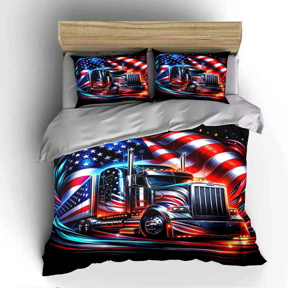 "American Flag Truck Bedding Set" Bedding Duvet Cover Set Duvet Cover Pillowcases (1 * Duvet Cover 2 * Pillowcases, without duvet insert)